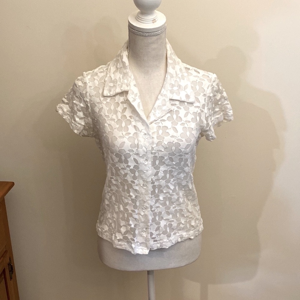 Fresh from California floral lace blouse - white - small?